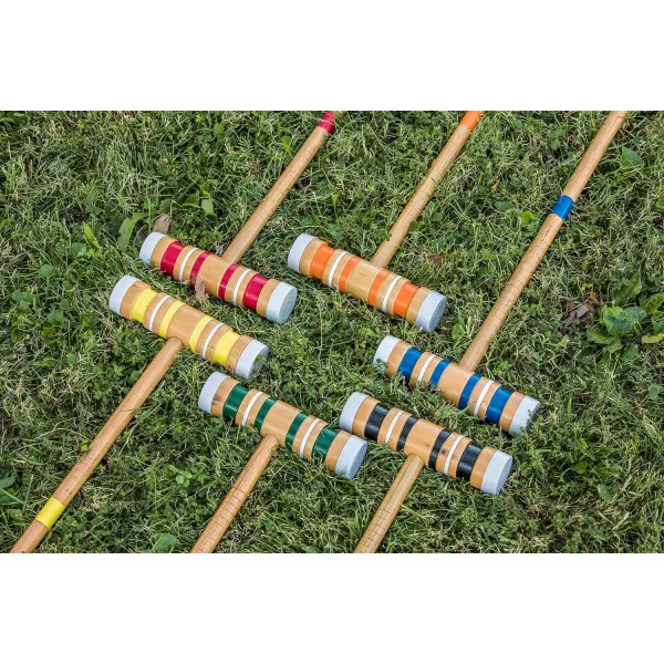 Six Player Croquet Sets with 6 Wood Mallets, Balls, and Carrying Bags