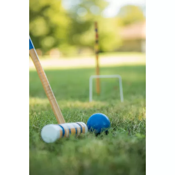 Six Player Croquet Sets with 6 Wood Mallets, Balls, and Carrying Bags