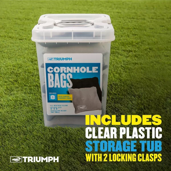 Triumph Sports Cornhole Bags - 8 Pack with Carrying Case - Multiple Styles Available