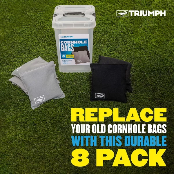 Triumph Sports Cornhole Bags - 8 Pack with Carrying Case - Multiple Styles Available
