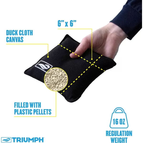 Triumph Sports Cornhole Bags - 8 Pack with Carrying Case - Multiple Styles Available