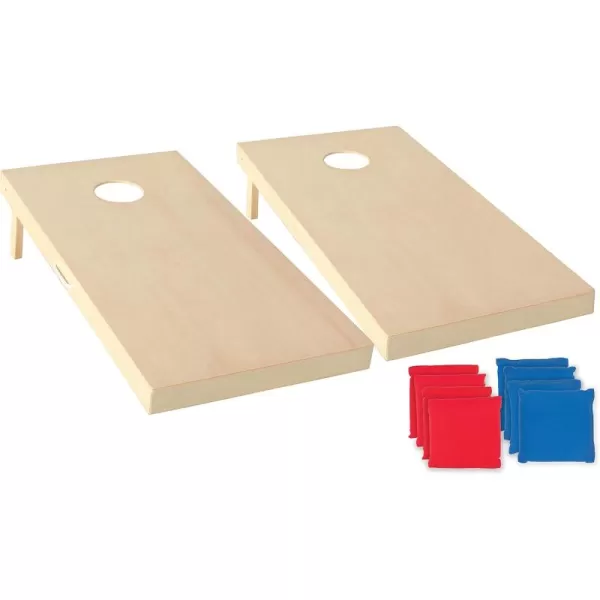 Triumph Sports 2x4 and 2x3 Solid Wood Premium Cornhole Sets - LED Options Available - 8 Bean Bag Toss Bags and Cornhole Boards