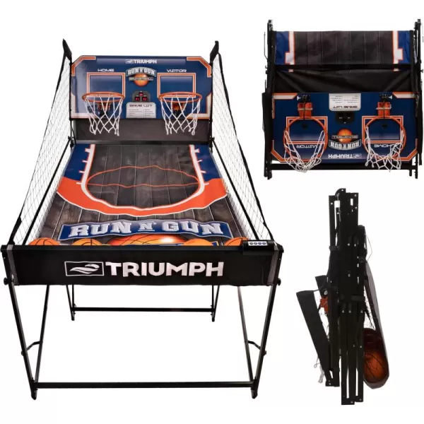 TRIUMPH Sports Run n Gun Arcade Basketball Shootout - 8 Game Modes - Quick and Easy Assembly - Folds 100% Flat for Complete Storage - Fully Portable, Play Inside or Outside