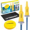 imageTriumph Sports Bottle Battle DiscThrowing Outdoor Target Game Includes Two Aluminum Telescoping Poles Two NonBreakable Bottles and Disc Blue
