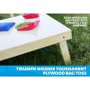 imageTriumph Sports 2x4 and 2x3 Solid Wood Premium Cornhole Sets  Birch Veneer Plywood  Solid Wood Rear Legs  Interior Bag Storage  8 Bags Included2x4 solid wood