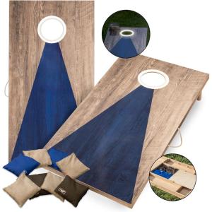 imageTriumph Sports LED 2x4 Cornhole Boards2x4 LED Solid Wood Blue  Grey