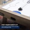 imageAmerican Legend Brookdale AirPowered Hockey Table with Rustic Wood Grain Finish Angled Legs and Turnbuckle Accents Brown 7531quotL x 3898quotW x 85quotH