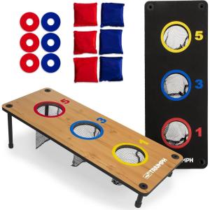 imageTriumph Sports 2in1 Bag Toss Washer Toss Combo  Includes 2 Game Platforms 6 Toss Bags 6 Washers Medium