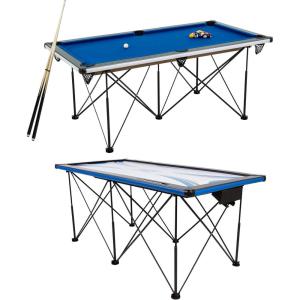 imageTriumph Sports Portable Pop Up Folding Billiards and Air Hockey Tables Instant Assembly and Accessories Included