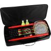 imageZume Games Portable Badminton Set with Freestanding Base  Sets Up on Any Surface in Seconds  No Tools or Stakes RequiredRedBlackGreen