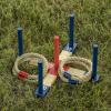 imageTriumph Sports Triumph Compact and Portable Wood Ring Toss with 1 Wooden 5Peg Target 2 Red Rope Toss Rings and 2 Blue Rope Toss Rings