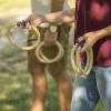 imageTriumph Sports Triumph Compact and Portable Wood Ring Toss with 1 Wooden 5Peg Target 2 Red Rope Toss Rings and 2 Blue Rope Toss Rings