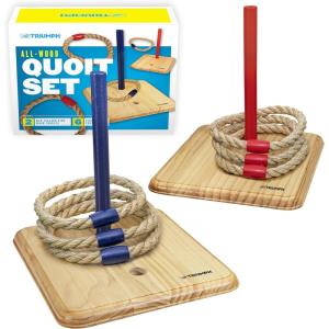 imageTriumph Sports Triumph Premium Wooden Quoit Set  Includes 2 Targets and 6 Sisal Rope Rings