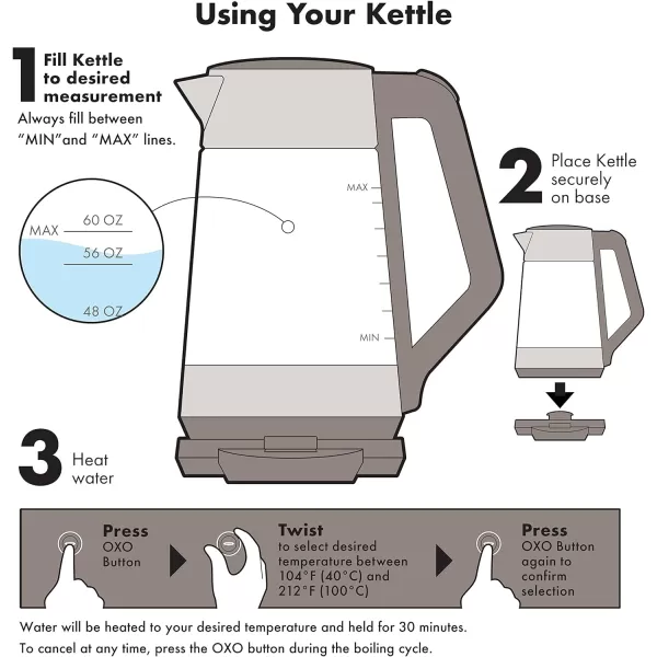 OXO Brew Adjustable Temperature Kettle, Electric, Clear