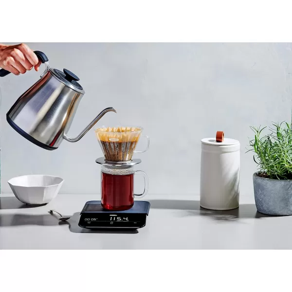 OXO Brew Gooseneck Electric Kettle – Hot Water Kettle, Pour Over Coffee &amp; Tea Kettle, Adjustable Temperature, Built-In Brew Timer, Stainless Steel, 1L​