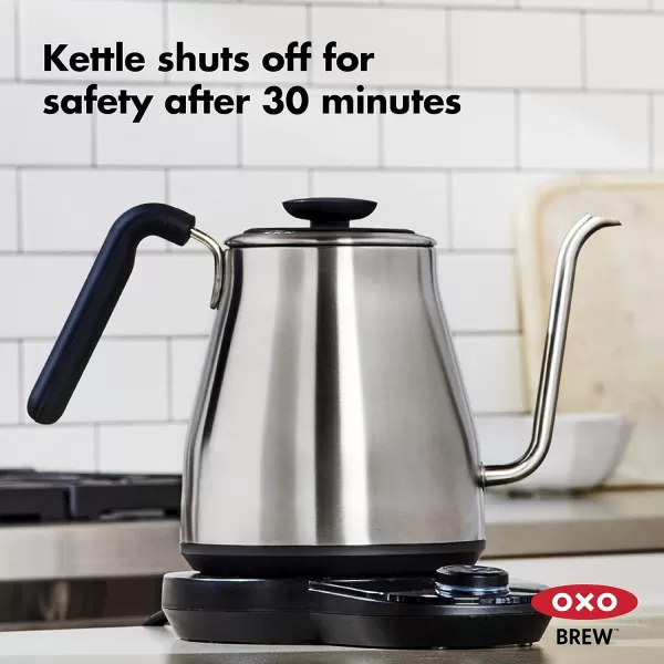OXO Brew Gooseneck Electric Kettle – Hot Water Kettle, Pour Over Coffee &amp; Tea Kettle, Adjustable Temperature, Built-In Brew Timer, Stainless Steel, 1L​
