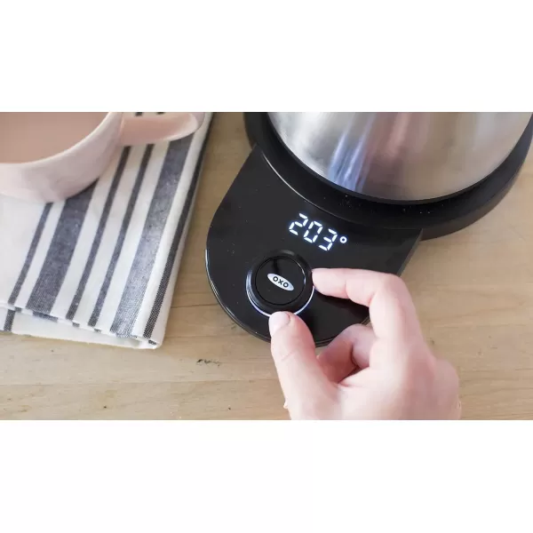 OXO Brew Gooseneck Electric Kettle – Hot Water Kettle, Pour Over Coffee &amp; Tea Kettle, Adjustable Temperature, Built-In Brew Timer, Stainless Steel, 1L​