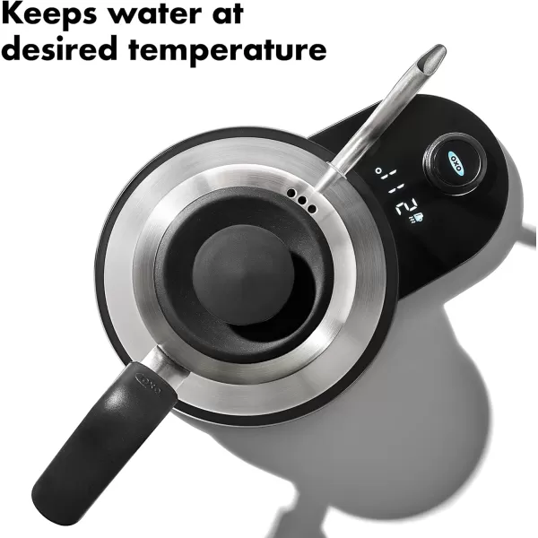 OXO Brew Gooseneck Electric Kettle – Hot Water Kettle, Pour Over Coffee &amp; Tea Kettle, Adjustable Temperature, Built-In Brew Timer, Stainless Steel, 1L​