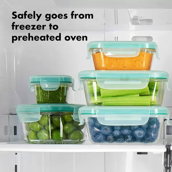 OXO Good Grips 8 Piece Smart Seal Airtight Glass Round Container Set,Blue