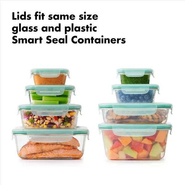 OXO Good Grips 8 Piece Smart Seal Airtight Glass Round Container Set,Blue