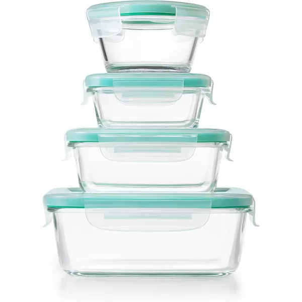 OXO Good Grips 8 Piece Smart Seal Airtight Glass Round Container Set,Blue
