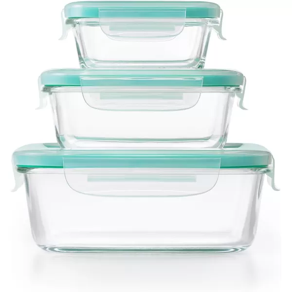 OXO Good Grips 8 Piece Smart Seal Airtight Glass Round Container Set,Blue