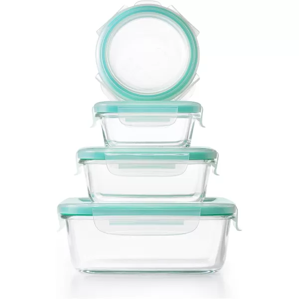 OXO Good Grips 8 Piece Smart Seal Airtight Glass Round Container Set,Blue