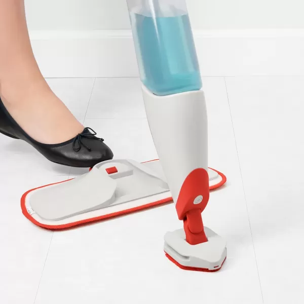 OXO Good Grips Microfiber Spray Mop with Slide-Out Scrubber,Red/White