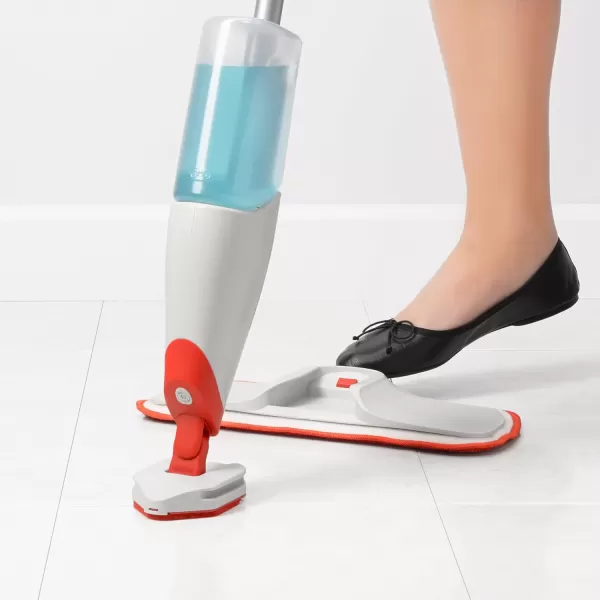 OXO Good Grips Microfiber Spray Mop with Slide-Out Scrubber,Red/White