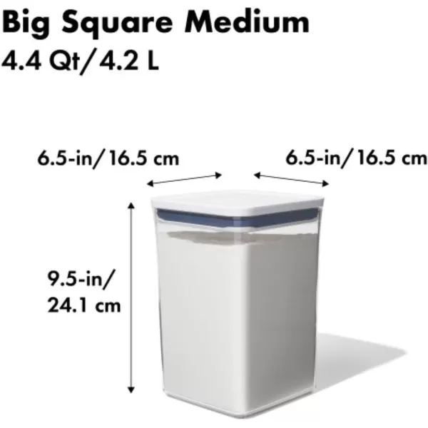 OXO Good Grips POP Container - Airtight Food Storage - Big Square Medium 4.4 Qt Ideal for 5lbs of flour or sugar