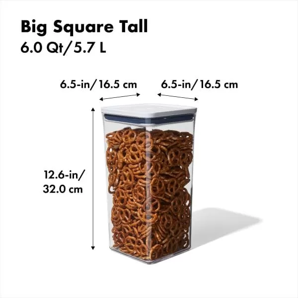 OXO Good Grips POP Container - Airtight Food Storage - Big Square Medium 4.4 Qt Ideal for 5lbs of flour or sugar