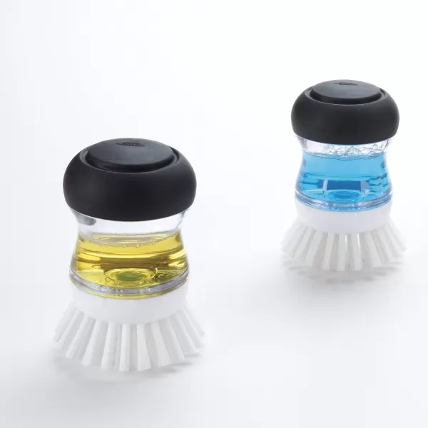 OXO Good Grips Soap Dispensing Palm Brush, Black/Clear/White