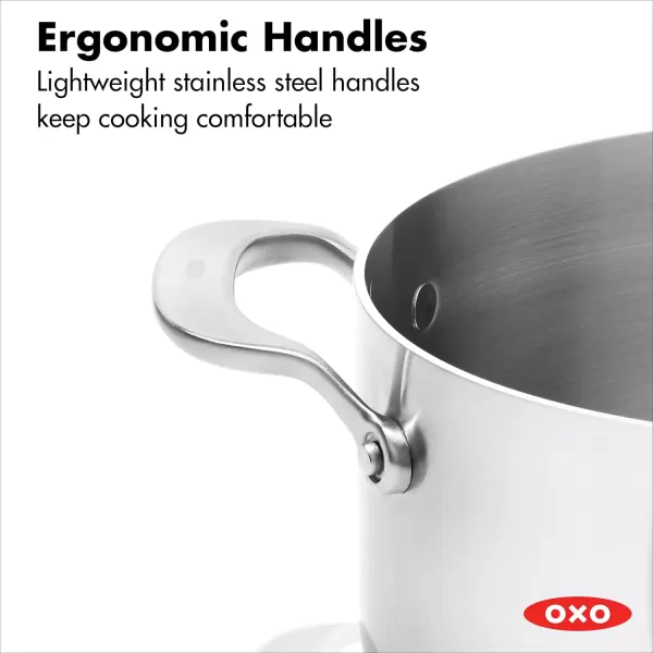 OXO Mira Tri-Ply Stainless Steel, 5QT Stock Pot with Lid, Induction, Multi Clad, Dishwasher and Metal Utensil Safe