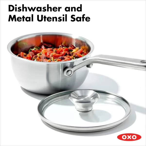 OXO Mira Tri-Ply Stainless Steel, 5QT Stock Pot with Lid, Induction, Multi Clad, Dishwasher and Metal Utensil Safe