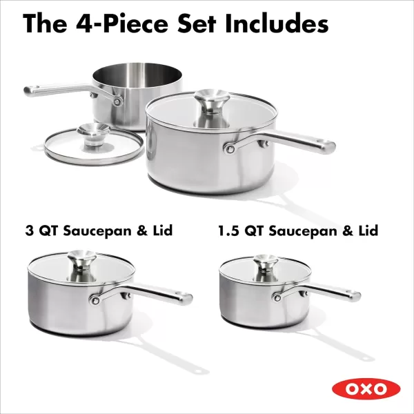 OXO Mira Tri-Ply Stainless Steel, 5QT Stock Pot with Lid, Induction, Multi Clad, Dishwasher and Metal Utensil Safe
