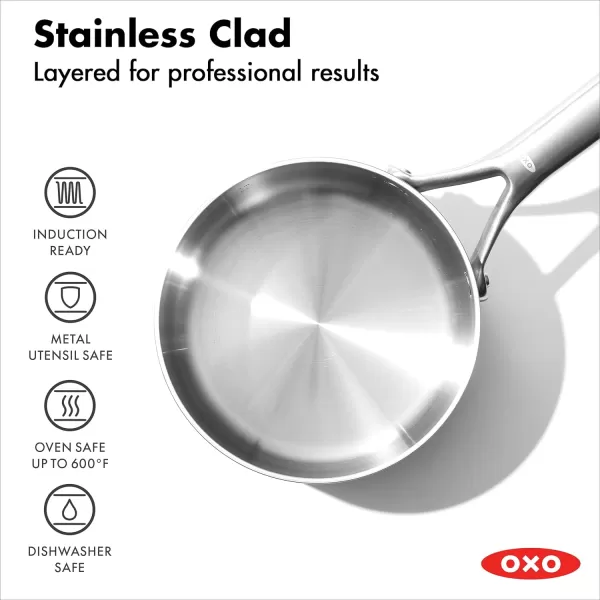 OXO Mira Tri-Ply Stainless Steel, 5QT Stock Pot with Lid, Induction, Multi Clad, Dishwasher and Metal Utensil Safe