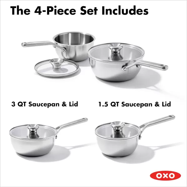 OXO Mira Tri-Ply Stainless Steel, 5QT Stock Pot with Lid, Induction, Multi Clad, Dishwasher and Metal Utensil Safe
