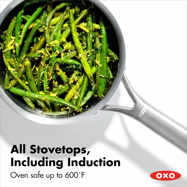 OXO Mira Tri-Ply Stainless Steel, 5QT Stock Pot with Lid, Induction, Multi Clad, Dishwasher and Metal Utensil Safe