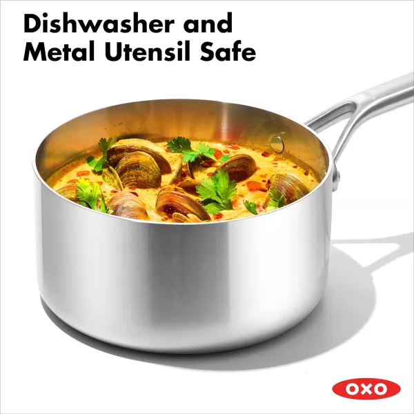 OXO Mira Tri-Ply Stainless Steel, 5QT Stock Pot with Lid, Induction, Multi Clad, Dishwasher and Metal Utensil Safe