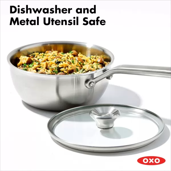 OXO Mira Tri-Ply Stainless Steel, 5QT Stock Pot with Lid, Induction, Multi Clad, Dishwasher and Metal Utensil Safe