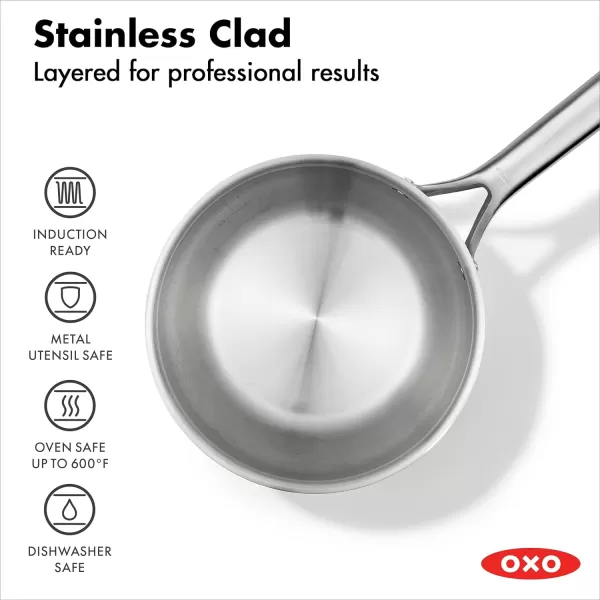 OXO Mira Tri-Ply Stainless Steel, 5QT Stock Pot with Lid, Induction, Multi Clad, Dishwasher and Metal Utensil Safe