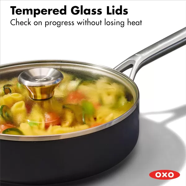 OXO Professional 12" Frying Pan Skillet, Hard Anodized Ceramic Nonstick Cookware PFAS-Free, Induction Suitable, Stainless Steel Handles, Diamond Reinforced Coating, Dishwasher Safe, Oven Safe, Black