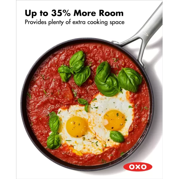 OXO Professional 12" Frying Pan Skillet, Hard Anodized Ceramic Nonstick Cookware PFAS-Free, Induction Suitable, Stainless Steel Handles, Diamond Reinforced Coating, Dishwasher Safe, Oven Safe, Black