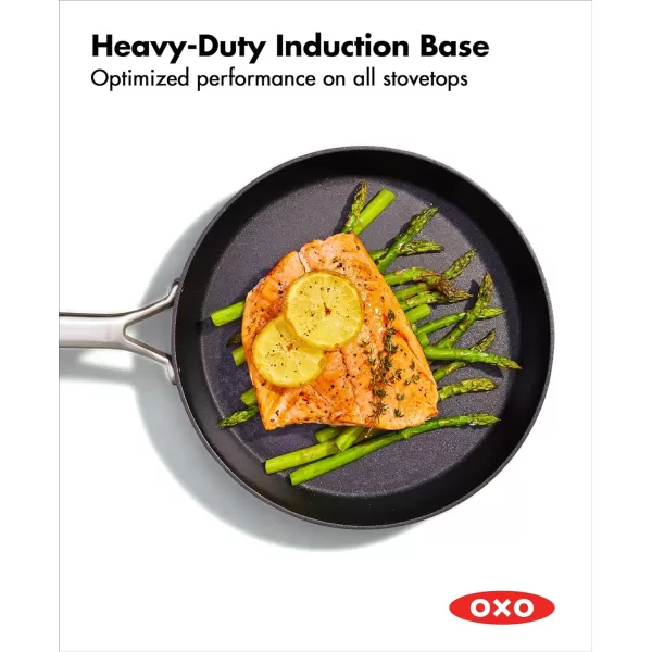 OXO Professional 12" Frying Pan Skillet, Hard Anodized Ceramic Nonstick Cookware PFAS-Free, Induction Suitable, Stainless Steel Handles, Diamond Reinforced Coating, Dishwasher Safe, Oven Safe, Black