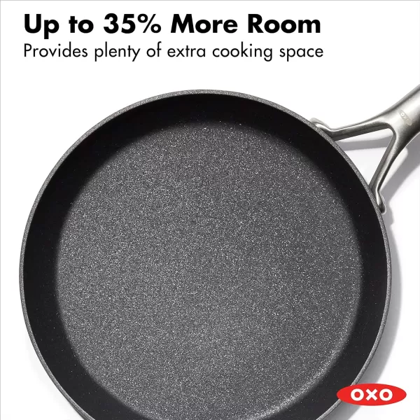 OXO Professional 12" Frying Pan Skillet, Hard Anodized Ceramic Nonstick Cookware PFAS-Free, Induction Suitable, Stainless Steel Handles, Diamond Reinforced Coating, Dishwasher Safe, Oven Safe, Black