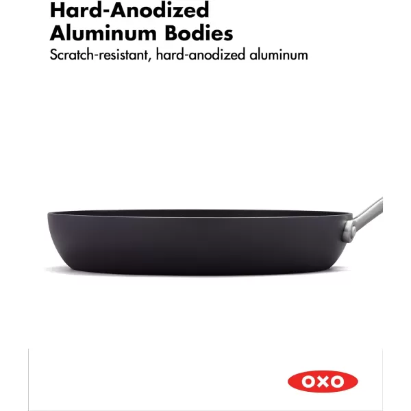 OXO Professional 12" Frying Pan Skillet, Hard Anodized Ceramic Nonstick Cookware PFAS-Free, Induction Suitable, Stainless Steel Handles, Diamond Reinforced Coating, Dishwasher Safe, Oven Safe, Black