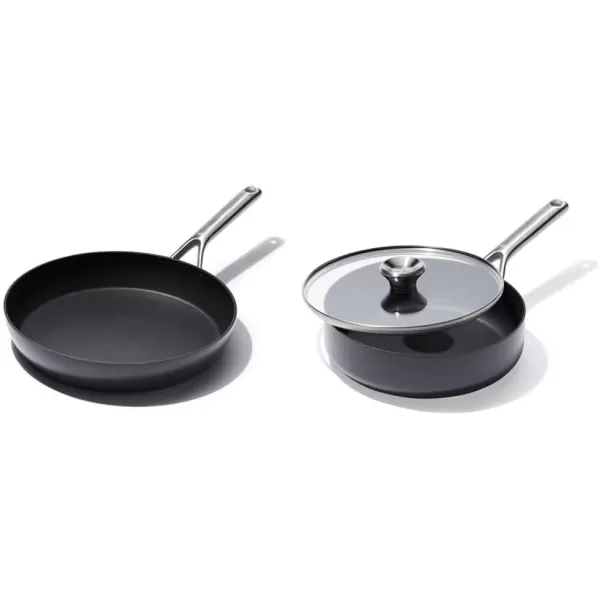 OXO Professional 12" Frying Pan Skillet, Hard Anodized Ceramic Nonstick Cookware PFAS-Free, Induction Suitable, Stainless Steel Handles, Diamond Reinforced Coating, Dishwasher Safe, Oven Safe, Black