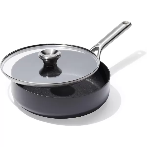 OXO Professional 12" Frying Pan Skillet, Hard Anodized Ceramic Nonstick Cookware PFAS-Free, Induction Suitable, Stainless Steel Handles, Diamond Reinforced Coating, Dishwasher Safe, Oven Safe, Black