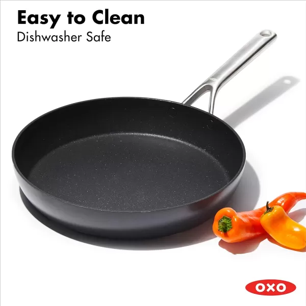 OXO Professional 12" Frying Pan Skillet, Hard Anodized Ceramic Nonstick Cookware PFAS-Free, Induction Suitable, Stainless Steel Handles, Diamond Reinforced Coating, Dishwasher Safe, Oven Safe, Black