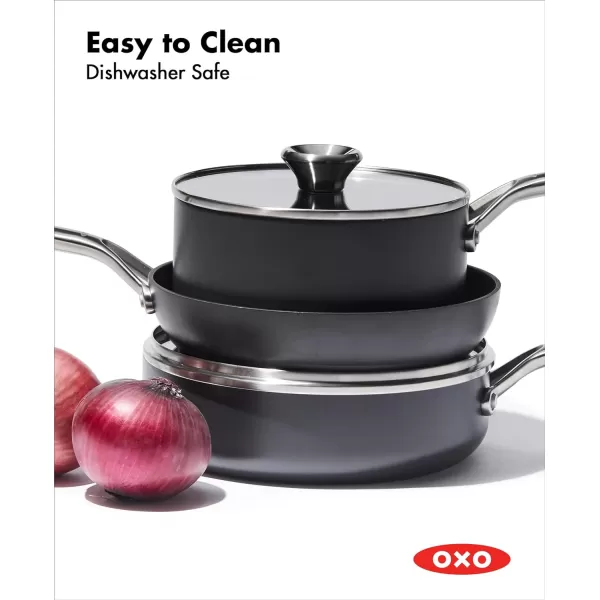 OXO Professional 5 Piece Cookware Pots and Pans Set, Hard Anodized Ceramic Nonstick PFAS-Free, Stainless Steel Handles, Induction Suitable, Diamond Reinforced Coating, Dishwasher and Oven Safe, Black